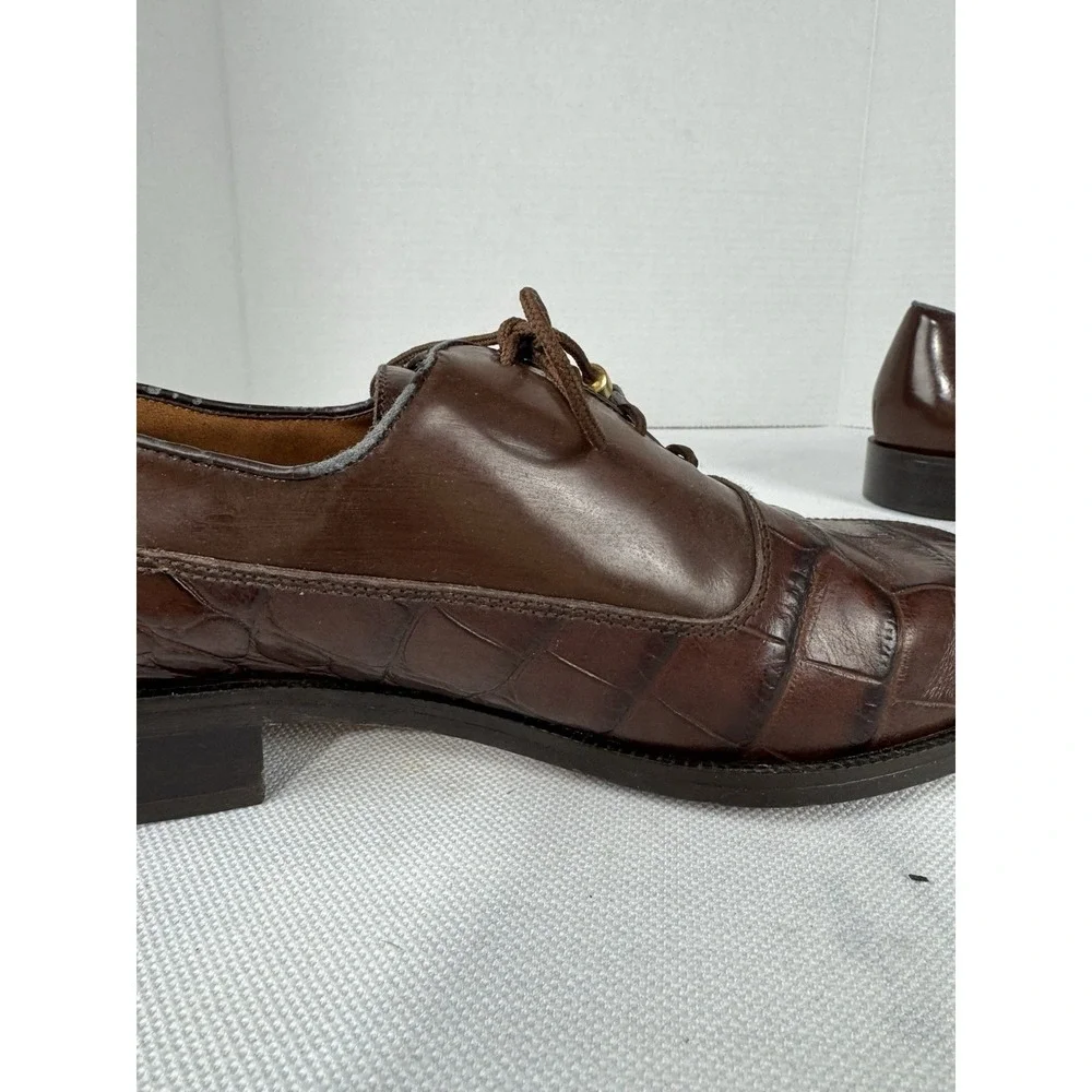 Marco Vicci‎ Rockford Croc Embossed Leather Wingtips tassels size 10